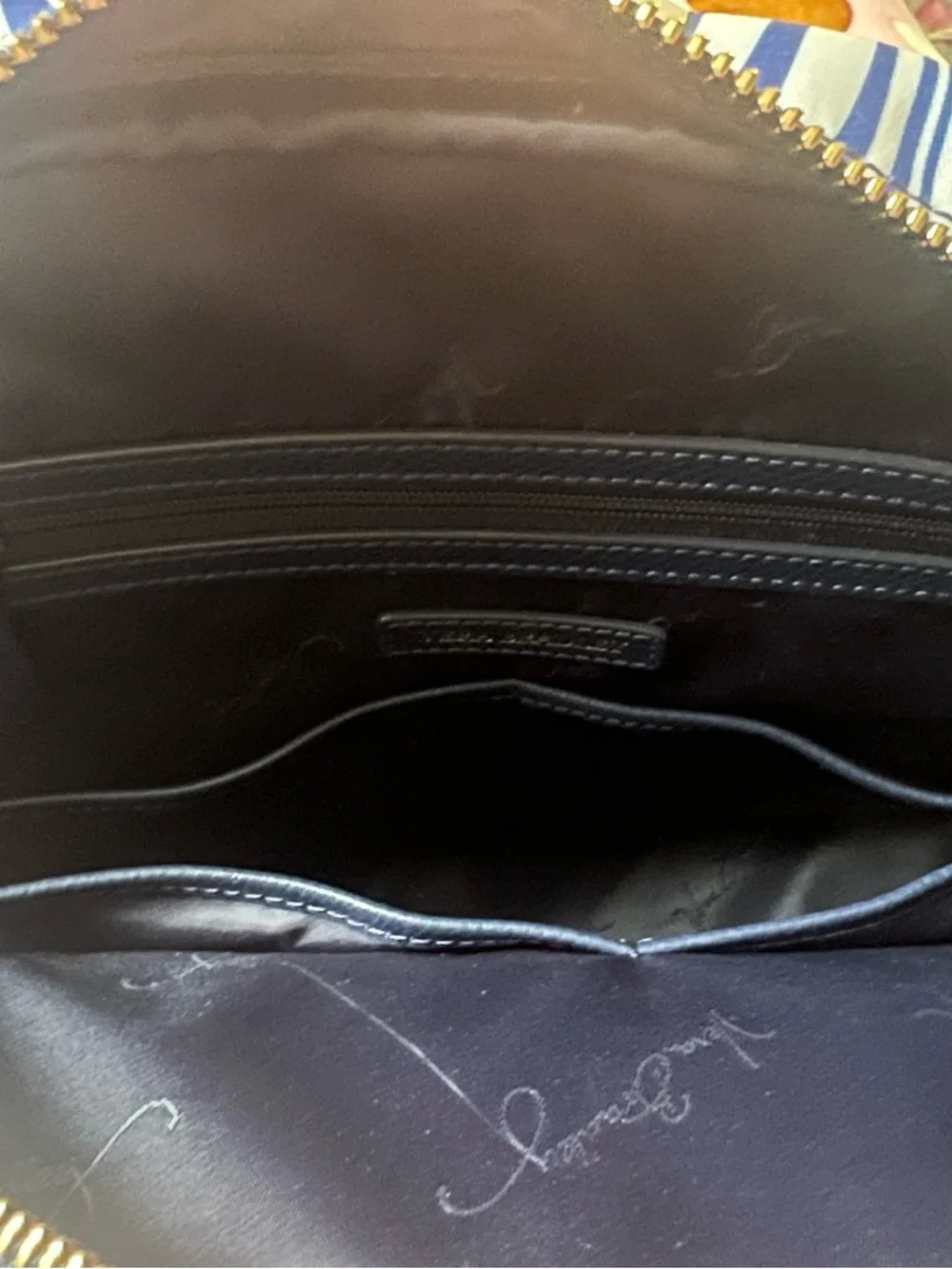 Vera Bradley Navy and White Wave Stripe Satchel - Picture 14 of 16